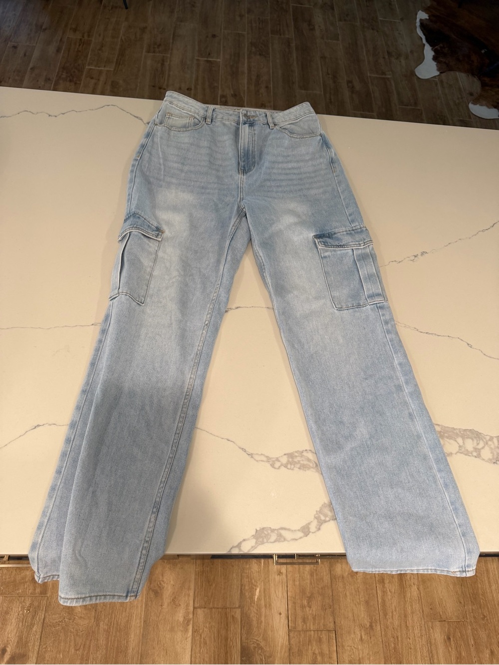 PacSun Light Blue Cargo Straight-Leg Jeans